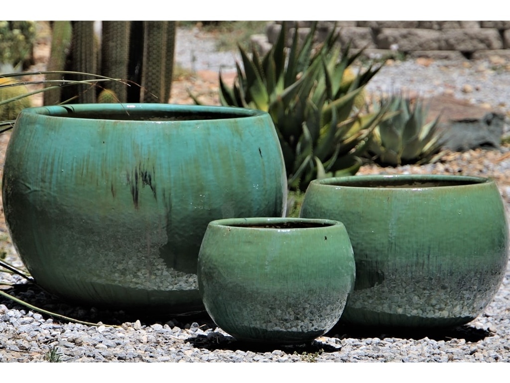 [PF-9069RTG-S3] BOWL PLANTER, RUSTY GREEN, SET OF 3- 23.0"X16.0", 16.5"X12.0", 12.0"X9.5"