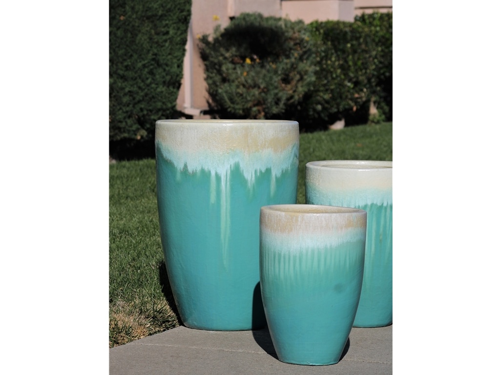 [PF-9183PSG-S3] MIAMI PLANTER, PEARL ON SEA FOAM GREEN, SET OF 3- 18.0"X25.5", 14.5"X21.0", 12.0"X18.0"