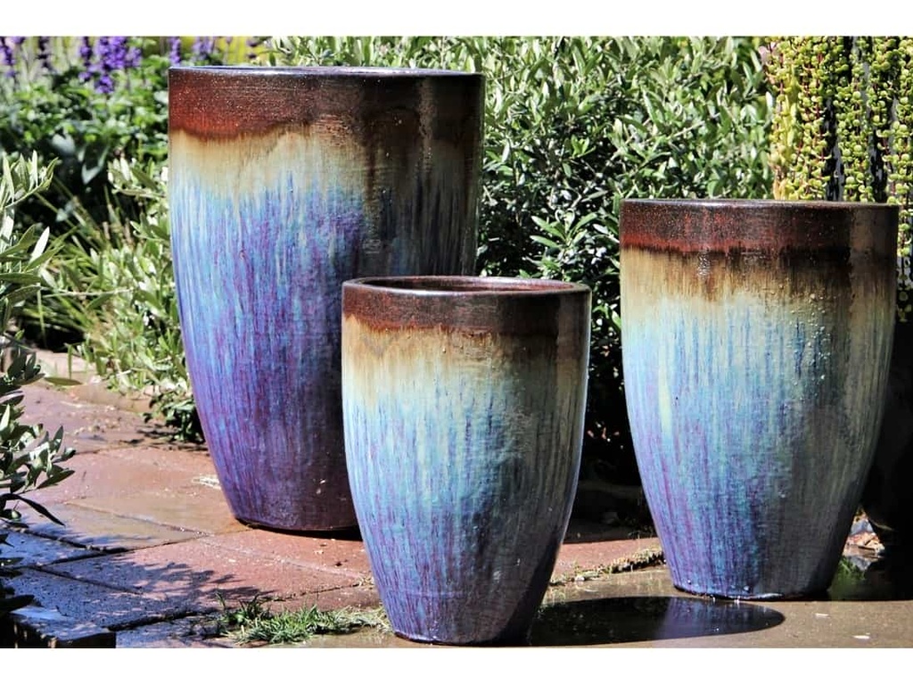 [PF-9183RVL-S3] MIAMI PLANTER, RED COPPER ON VIOLET, SET OF 3- 18.0"X25.5", 14.5"X21.0", 12.0"X18.0"