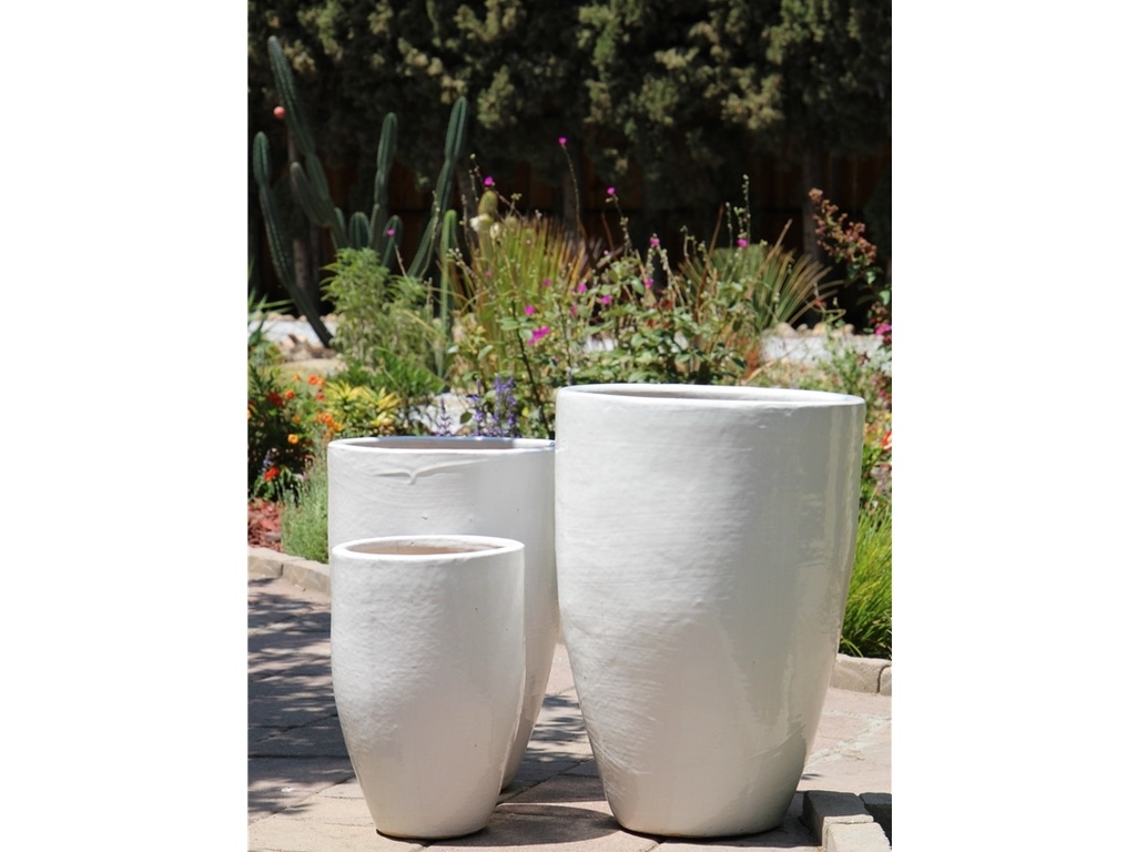 [PF-9183WHT-S3] MIAMI PLANTER, WHITE, SET OF 3- 18.0"X25.5", 14.5"X21.0", 12.0"X18.0"