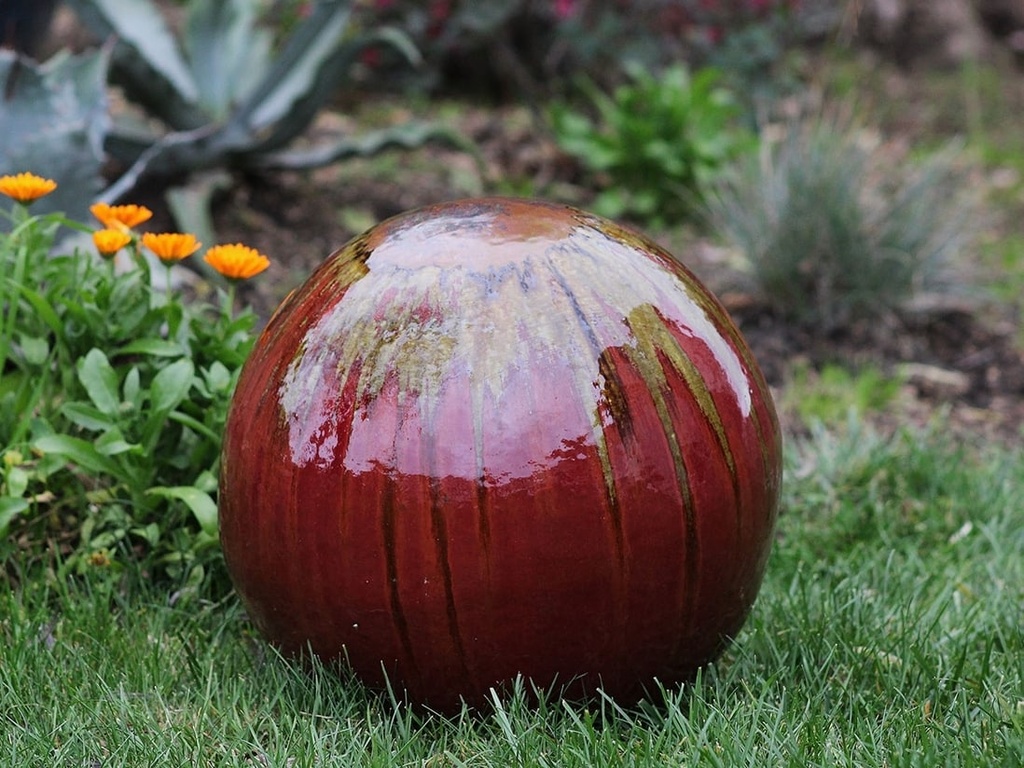 [PF-A5000ROX-B] DECORATIVE SPHERE, RED COPPER ON OX RED, 16"