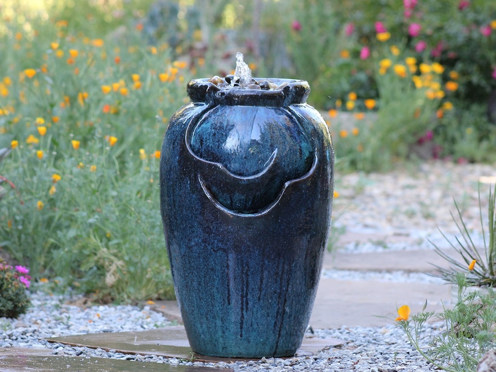 [PF-FTN09DBS-D] TEA GARDEN FOUNTAIN, SELF CONTAINED, DEEP BLUE SEA, SIZE D, 15.0" X 23.0" (PUMP INCLUDED)
