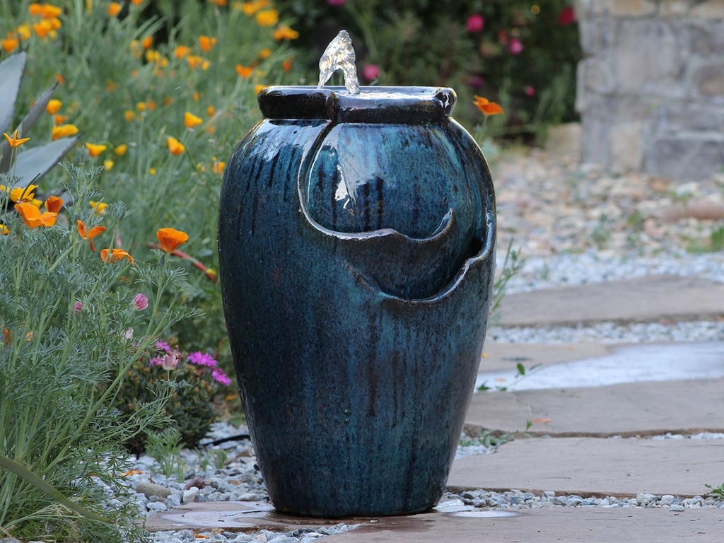 [PF-FTN09DBS-E] TEA GARDEN FOUNTAIN, SELF CONTAINED, DEEP BLUE SEA, SIZE E, 14.0" X 20.0"(PUMP INCLUDED)