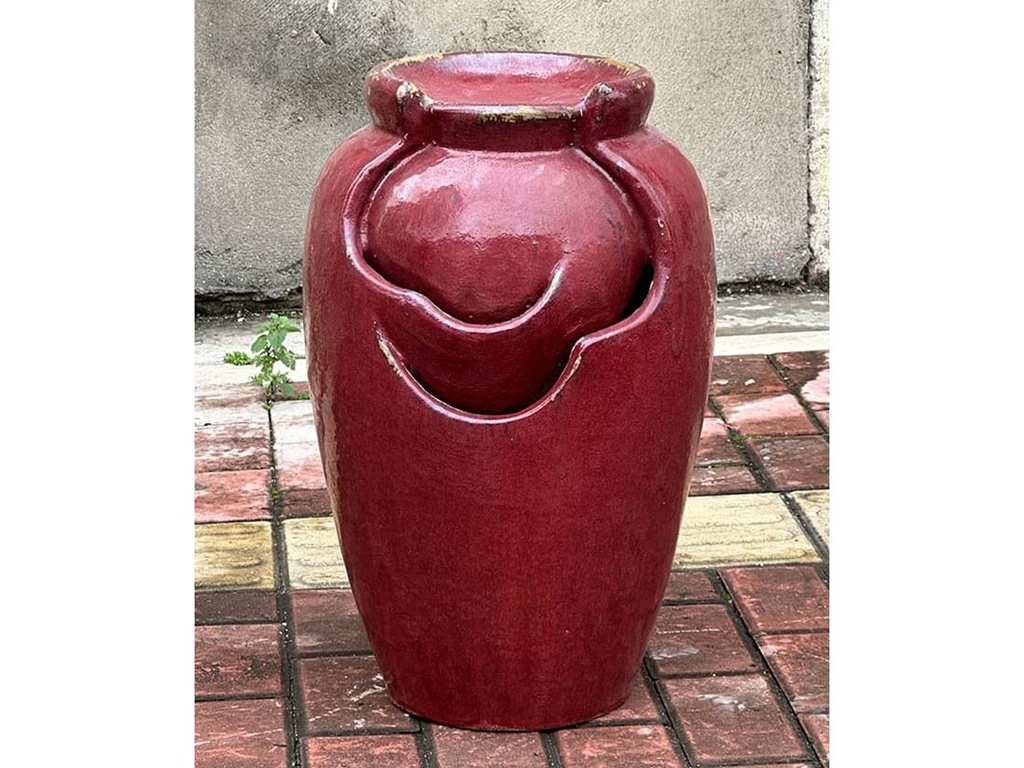 [PF-FTN09OXR-D] TEA GARDEN FOUNTAIN, SELF CONTAINED, OX RED, SIZE D, 15.0" X 23.0" (PUMP INCLUDED)