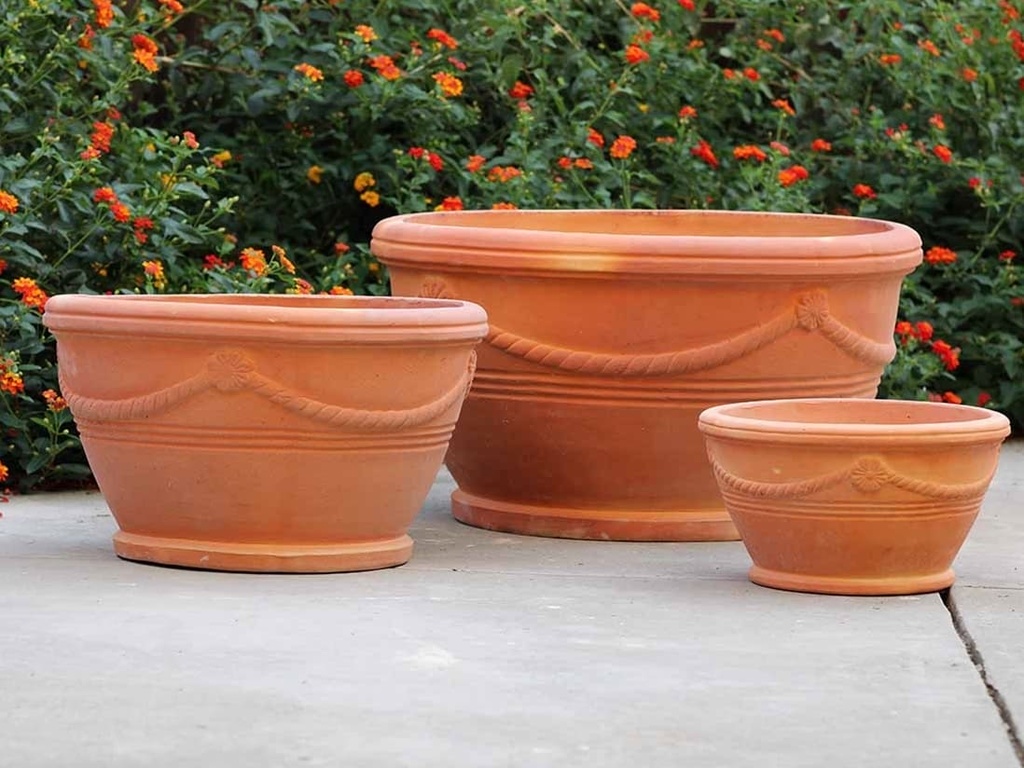 [PT-V1003RC-S3] PROVENCE LOW PLANTER, RED CLAY, SET OF 3- 27"X14.5",20"X11",13.5"X7.5"