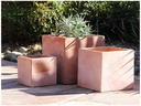 MK CUBE PLANTER, WASH CLAY, SET OF 3-  19.5"x19.5"x19.5", 15.5"x15.5"x15.5", 12"x12"x12"