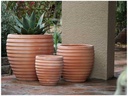 MK  WAVE PLANTER, WASH CLAY, SET OF 3- 19.5"x19.5", 15.5"x15.5", 11"x12"