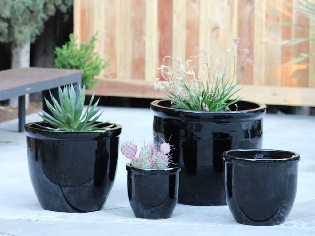 [PV-CG800BLK-S4] CANA GARDEN PLANTER, BLACK, SET OF 4- 24"X20", 19"X17", 16"X13", 12"X10"