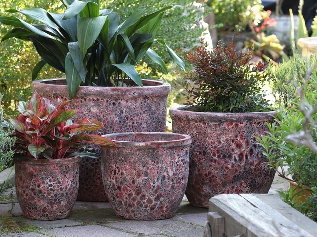 [PV-CG800CRR-S4] CANA GARDEN PLANTER, CORAL RED RUST, SET OF 4 - 24"X20", 19"X17", 16"X13", 12"X10"