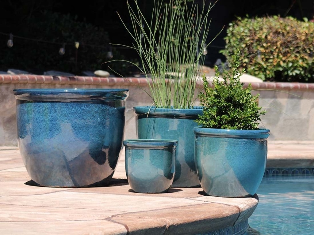 CANA GARDEN PLANTER, GREEN MIRAGE, SET OF 4-  24"X20", 19"X17", 16"X13", 12"X10"