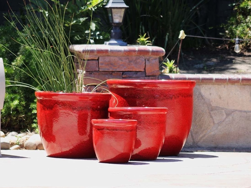 CANA GARDEN PLANTER, LAVISH RED, SET OF 4- 24"X20", 19"X17", 16"X13", 12"X10"