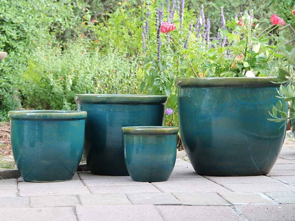[PV-CG800TQG-S4] CANA GARDEN PLANTER, TURQUOISE GREEN, SET OF 4-  24"X20", 19"X17", 16"X13", 12"X10"