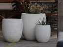 TALL MILANO PLANTER, CORAL WHITE, SET OF 3- 22.0" X 23.5" 17.0" X 18.5" 12.5" X 14.0"