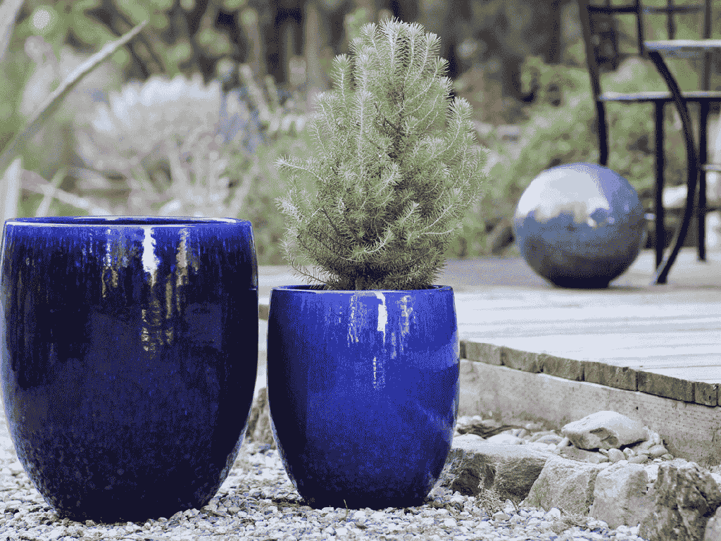 TALL MILANO PLANTER, FALLING BLUE, SET OF 3- 22.0" X 23.5" 17.0" X 18.5" 12.5" X 14.0"