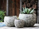 LOW MILANO PLANTER, CORAL GREY, SET OF 3-21.5" X 15.5", 16.0" X 12.0", 12.0" X 10.0"