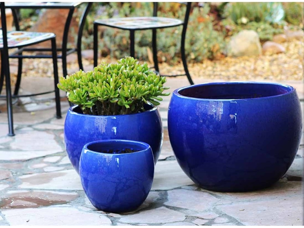 LOW MILANO PLANTER, FALLING BLUE, SET OF 3 - 21.5" X 15.5", 16.0" X 12.0", 12.0" X 10.0"