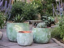 TUSCANO PLANTER, AEGEAN GREEN, SET OF 3-22.0"X18.5", 17.5"X15.0", 13.5"X11.5"
