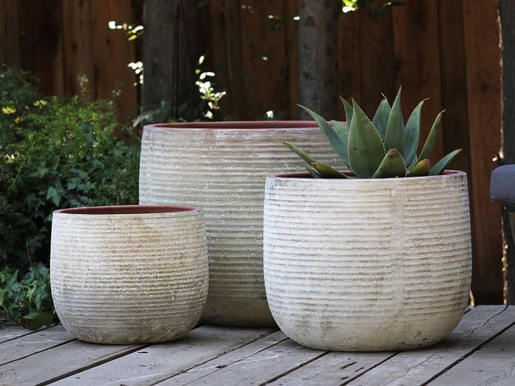 TUSCANO PLANTER, AEGEAN WHITE, SET OF 3 - 22.0"X18.5", 17.5"X15.0", 13.5"X11.5"