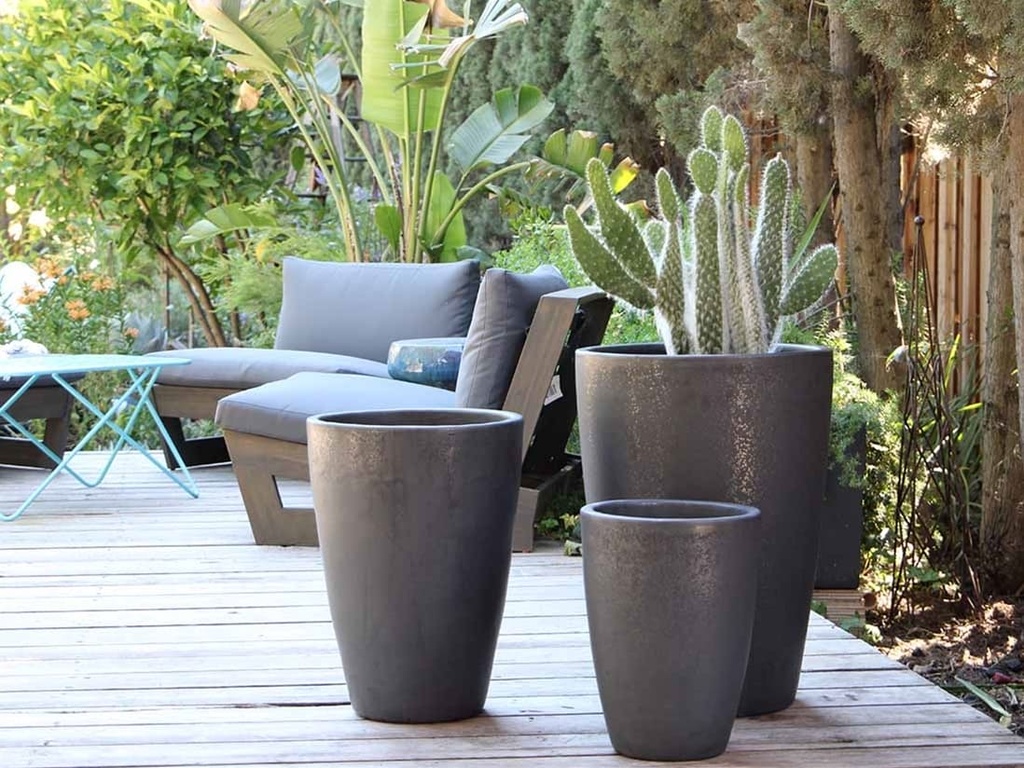 [PV-CG802MBK-S3] TALL TAPERED PLANTER, MATTE BLACK, SET OF 3-17.0" X 23.0", 13.0" X 18.0", 11.0" X 14.0"