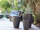 TALL TAPERED PLANTER, MATTE BLACK, SET OF 3-17.0" X 23.0", 13.0" X 18.0", 11.0" X 14.0"