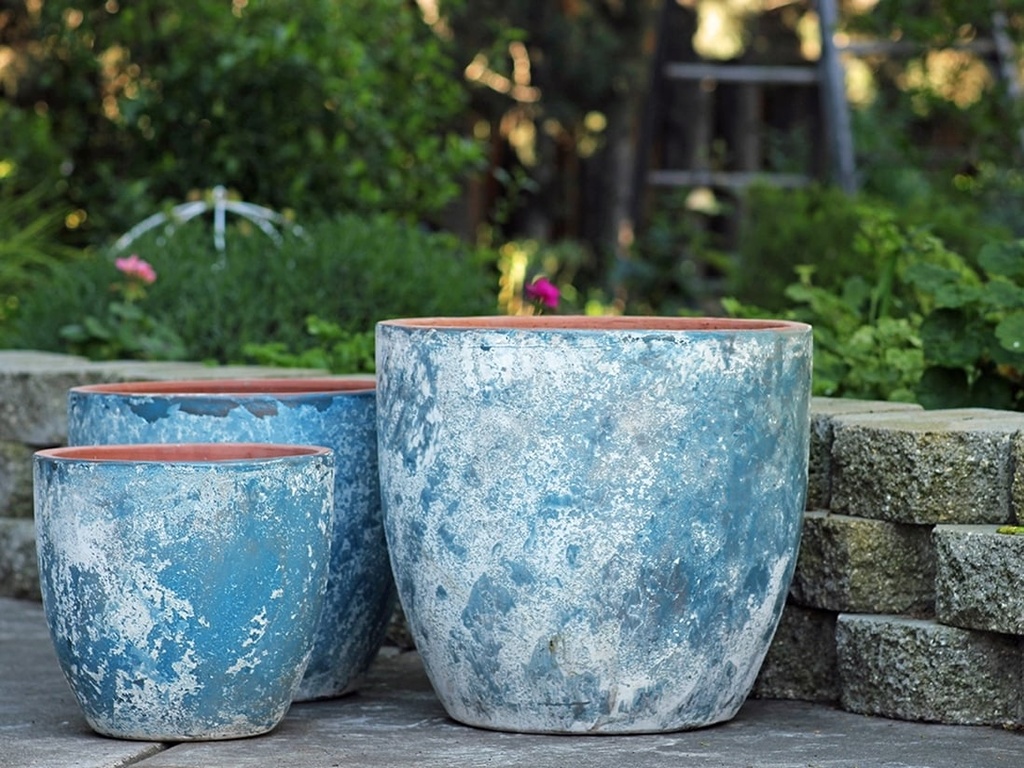 [PV-CG804AGB-S3] COCO POTS, AEGEAN BLUE, SET OF 3-19"X17", 15'X13", 12"X11"