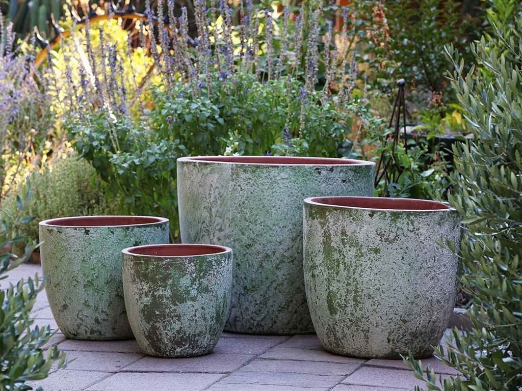 COCO POTS, AEGEAN GREEN, SET OF 4-23"X20", 19"X17", 15'X13", 12"X11"