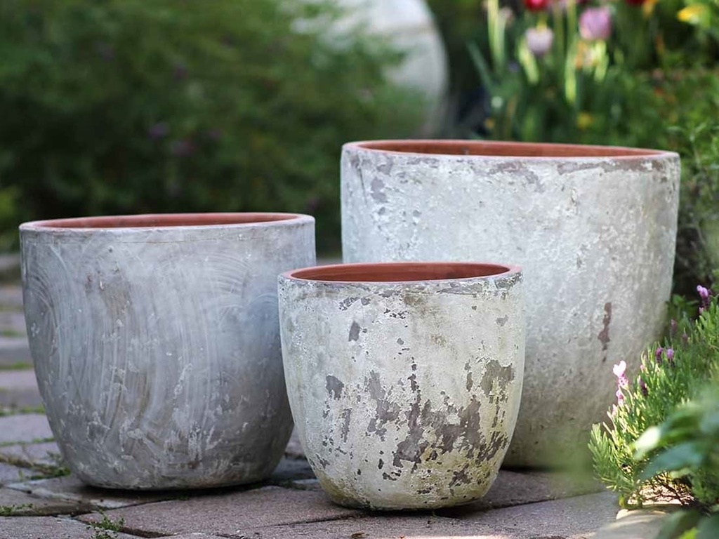 [PV-CG804AGW-S4] COCO POTS, AEGEAN WHITE, SET OF 4-23"X20", 19"X17", 15'X13", 12"X11"