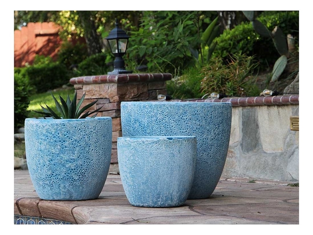 [PV-CG804CAQ-S3] COCO POTS, CORAL AQUA, SET OF 3- 19"X17", 15'X13", 12"X11"