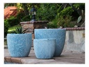 COCO POTS, CORAL AQUA, SET OF 3- 19"X17", 15'X13", 12"X11"