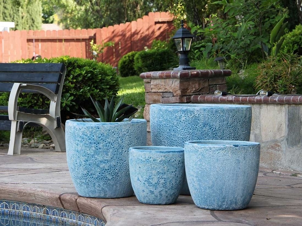 [PV-CG804CAQ-S4] COCO POTS, CORAL AQUA, SET OF 4-23"X20", 19"X17", 15'X13", 12"X11"