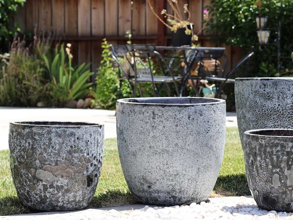 [PV-CG804CBK-S4] COCO POTS, CORAL BLACK, SET OF 4-23"X20", 19"X17", 15'X13", 12"X11"