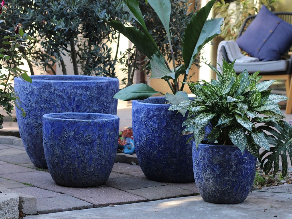 COCO POTS, CORAL BLUE, SET OF 4, 23"X20", 19"X17", 15'X13", 12"X11"
