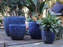 COCO POTS, CORAL BLUE, SET OF 4, 23"X20", 19"X17", 15'X13", 12"X11"