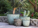 COCO POTS, CORAL GEM GREEN, SET OF 3-19"X17", 15'X13", 12"X11"