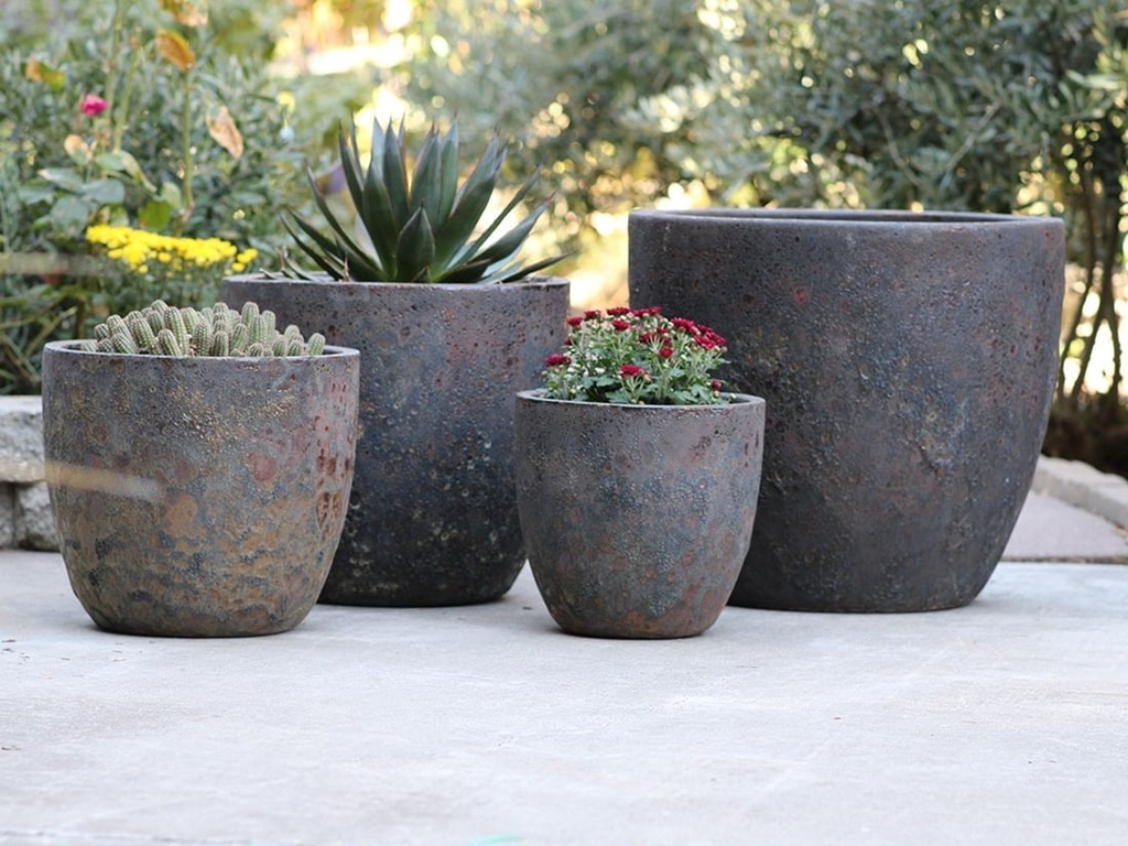 [PV-CG804CRU-S4] COCO POTS, CORAL RUST, SET OF 4- 23"X20", 19"X17", 15'X13", 12"X11"