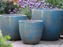 COCO POTS, COTTAGE BLUE, SET OF 3 - 19"X17", 15'X13", 12"X11"