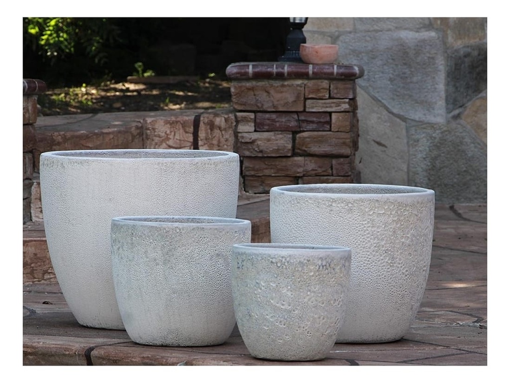 COCO POTS, CORAL WHITE, SET OF 4- 23"X20", 19"X17", 15'X13", 12"X11"