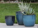 COCO POTS, GREEN , SET OF 3-19"X17", 15'X13", 12"X11"