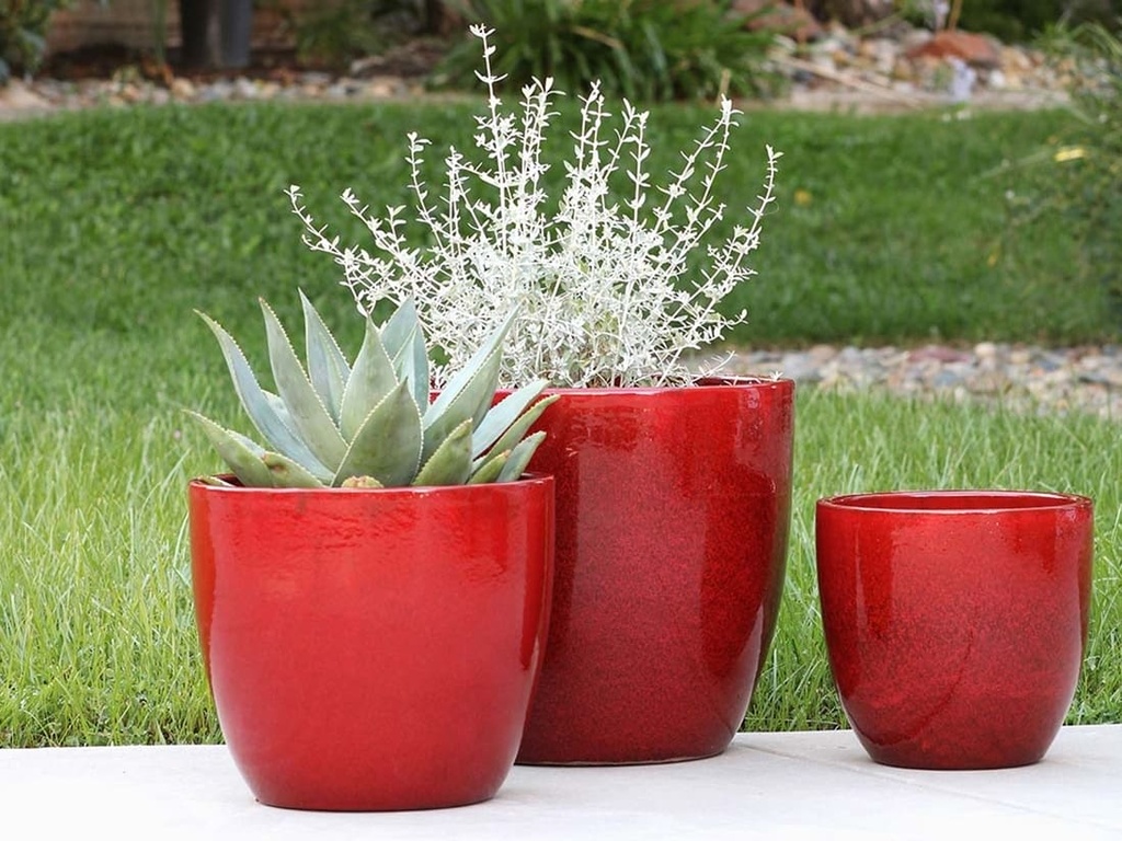 [PV-CG804LRD-S3] COCO POTS, LAVISH RED, SET OF 3-19"X17", 15'X13", 12"X11"