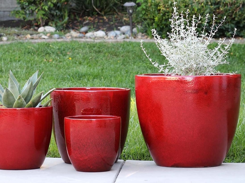 [PV-CG804LRD-S4] COCO POTS, LAVISH RED, SET OF 4-23"X20", 19"X17", 15"X13", 12"X11"