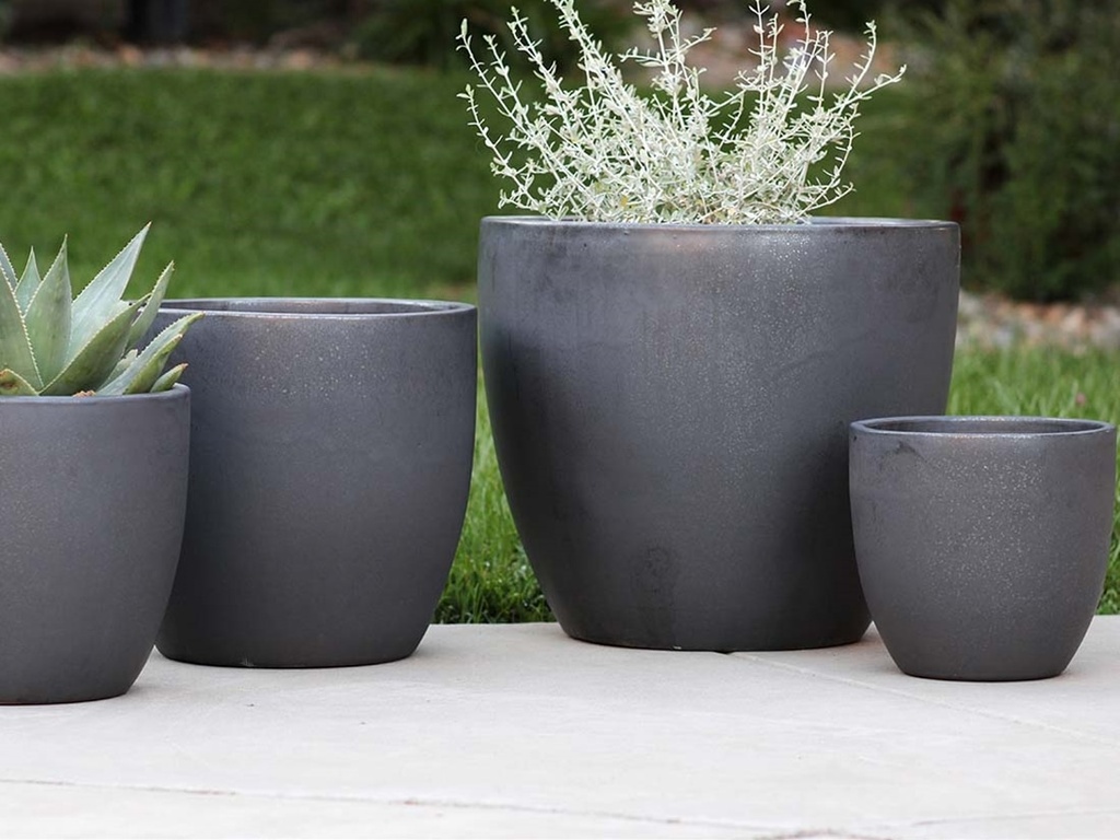 [PV-CG804MBK-S4] COCO POTS, MATTE BLACK, SET OF 4- 23"X20", 19"X17", 15"X13", 12"X11"