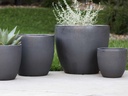 COCO POTS, MATTE BLACK, SET OF 4- 23"X20", 19"X17", 15"X13", 12"X11"