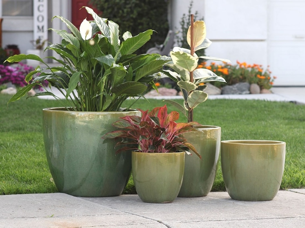 COCO POTS, MOSS SEA GREEN, SET OF 4- 23"X20", 19"X17", 15'X13", 12"X11"