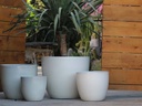 COCO POTS, WHITE SATIN, SET OF 3- 19"X17", 15'X13", 12"X11"