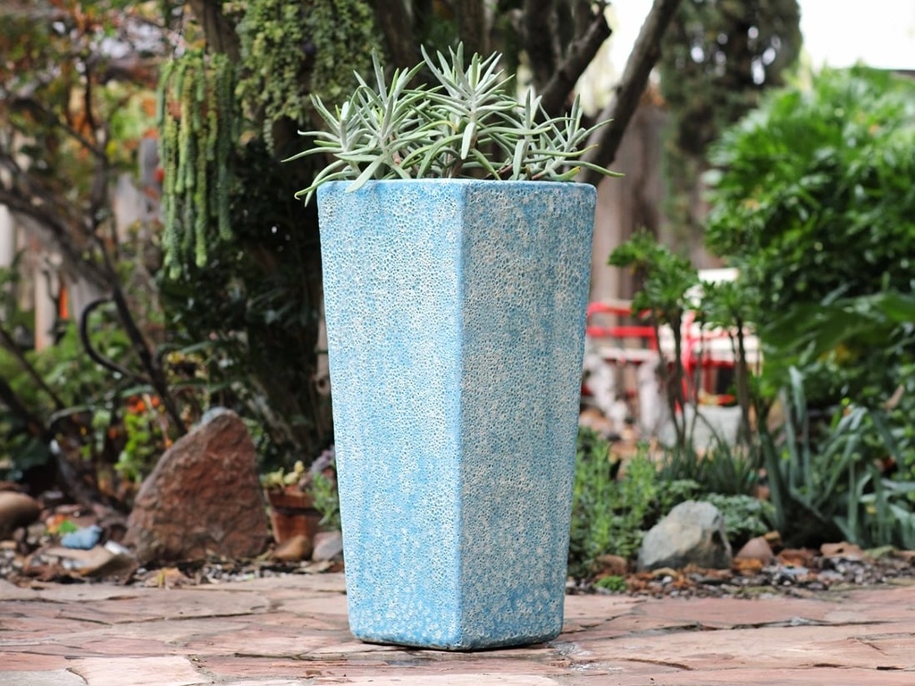 [PV-CG807CAQ] TALL SQUARE PLANTER, CORAL AQUA, 16"X35.5"