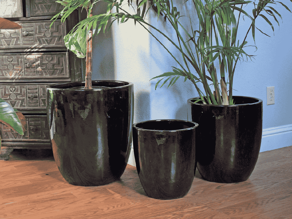 MILANO CONE PLANTER, BLACK, SET OF 3- 18"X19.5", 14.5"X15.5", 12"X12"