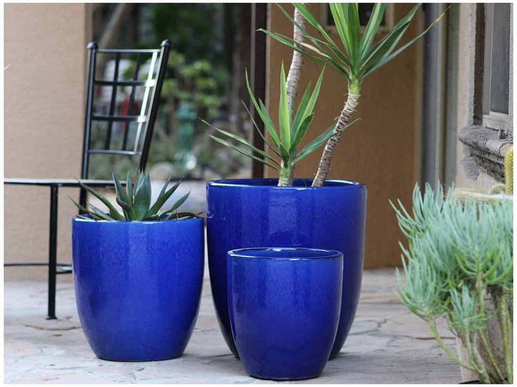 MILANO CONE PLANTER, FALLING BLUE, SET OF 3-18"X19.5", 14.5"X15.5", 12"X13.5"