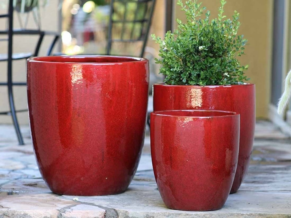 [PV-CG819LRD-S3] MILANO CONE PLANTER, LAVISH RED, SET OF 3-18"X19.5", 14.5"X15.5", 12"X12"