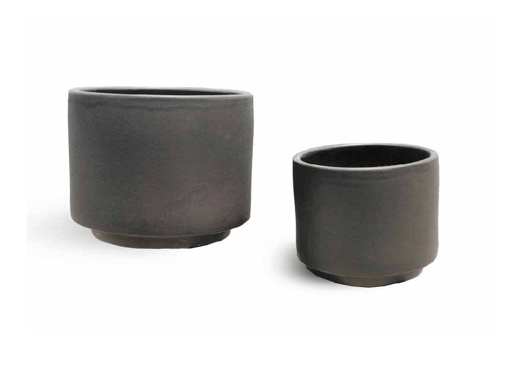 VISTA TUMBLER NOIR PLANTER, DARK BROWN, SET OF 2 - 12.5" X 10.5", 10.0"X8.5"