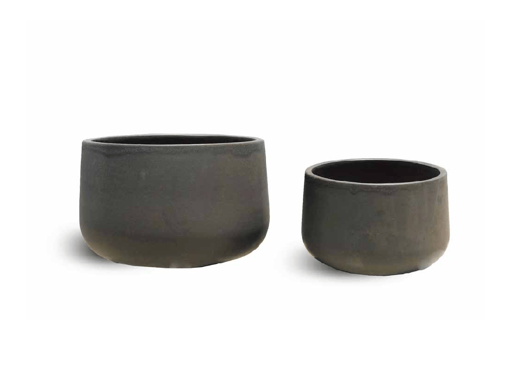 COLUSA NOIR PLANTER, DARK BROWN, SET OF 2 - 12.5" X 8.5", 8.5" X 6.5"